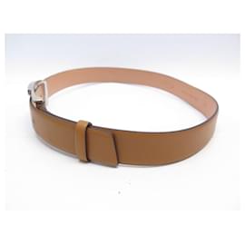 Tod's-TOD'S BELT WITH T LOGO BUCKLE IN CAMEL LEATHER SIZE 75 BROWN LEATHER BELT-Camel