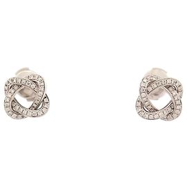 POIRAY BRAID CHIP EARRINGS 951111 WHITE GOLD DIAMOND EARRINGS Silvery