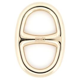 Hermès-HERMES SCARF RING ANCHOR CHAIN FOR SQUARE GOLD METAL SCARF RING-Golden