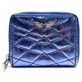 Zadig & Voltaire ZADIG& VOLTAIRE MINI ZV QUILTED LEATHER WALLET Blue