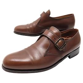 JM Weston-JM WESTON DERBY SHOES WITH FLORA BUCKLE 531 8.5C 42.5 FINE LEATHER MOCCASINS-Brown