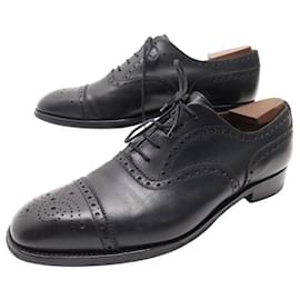 JM Weston-JM WESTON SHOES 310 RICHELIEU BOUT FLORAL 8.5E 42.5 WIDE LEATHER SHOES-Black