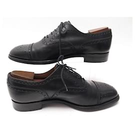 JM Weston-JM WESTON SHOES 310 RICHELIEU BOUT FLORAL 8.5E 42.5 WIDE LEATHER SHOES-Black