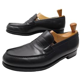JM Weston-JM WESTON SHOES 180 Church´s Loafers 8C 42 FINE BLACK LEATHER BLACK LOAFERS SHOES-Black