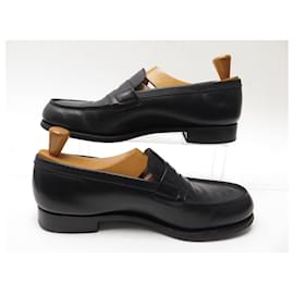 JM Weston-JM WESTON SHOES 180 Church´s Loafers 8C 42 FINE BLACK LEATHER BLACK LOAFERS SHOES-Black