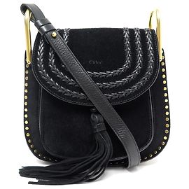 Chloé BOLSA PEQUENA CHLOE HUDSON WHIPSTITCH BOLSA TRANSVERSAL DE COURO DE CAMURÇA PRETA Preto