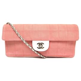 Chanel-BOLSA DE MÃO VINTAGE CHANEL EAST WEST CHOCOLATE BAR ROSA-Rosa