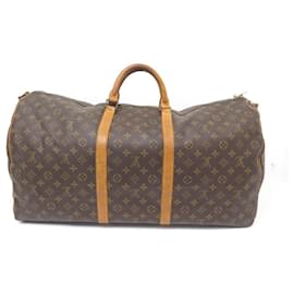 Louis Vuitton-VINTAGE LOUIS VUITTON KEEPALL DUFFLE BAG 60 MONOGRAM BAG CROSSBODY-Brown