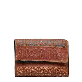 Loewe-Leather Trifold Wallet-Brown