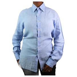 Autre Marque-Camisa azul de lino con botones - talla M-Azul