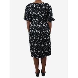 Erdem-Schwarzes Kleid mit weitem Ausschnitt und Blumenstickerei – Größe UK 16-Schwarz