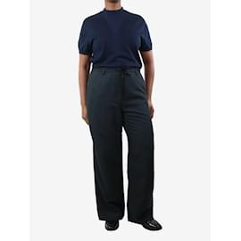 The row-Pantalon à poches en mélange de soie et lin bleu marine - taille US 8-Bleu