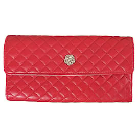 Chanel-Red CC Camellia Clutch Wallet-Red