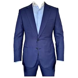 Autre Marque-Costume sur mesure Huntsman, fabriqué à la main sur le légendaire Savile Row.-Bleu Marine
