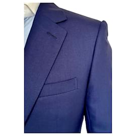 Autre Marque-Costume sur mesure Huntsman, fabriqué à la main sur le légendaire Savile Row.-Bleu Marine