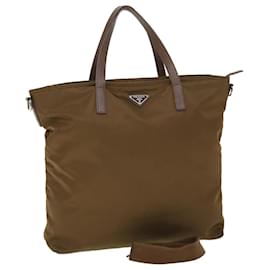 Prada-PRADA Tote Bag Nylon 2way Brown Auth yb331-Brown