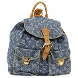 Louis Vuitton-LOUIS VUITTON Monogram Denim Sac a Dos GM Backpack Blue M95056 LV Auth 52145a-Blue