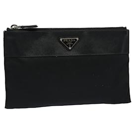 Prada-PRADA Estuche Nylon Cuero Negro Auth yk8278-Negro