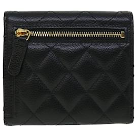 Chanel-CHANEL Matelasse Classic Small Flap Wallet Caviar Skin Black CC Auth yk8350-Black