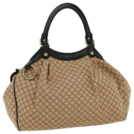 Gucci-GUCCI Diamante Shoulder Bag Canvas Leather Beige 211944 Auth ep1506-Beige