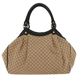 Gucci-GUCCI Diamante Shoulder Bag Canvas Leather Beige 211944 Auth ep1506-Beige