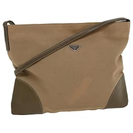 Prada-PRADA Shoulder Bag Canvas Leather Beige Auth cl696-Beige