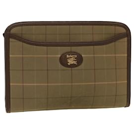 Autre Marque-Burberrys Nova Check Clutch Bag Canvas Leder Khaki Braun Auth hk820-Braun,Khaki