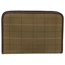 Autre Marque-Burberrys Nova Check Clutch Bag Canvas Leather Khaki Brown Auth hk820-Brown,Khaki