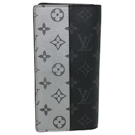 Louis Vuitton-LOUIS VUITTON Eclipse Split Portefeuille Braza Long Wallet M63027 LV Auth 51243-Black,Silvery