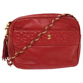 Bally-BALLY Chain Shoulder Bag Leather Red Auth yb317-Red
