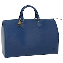 Louis Vuitton-Louis Vuitton Epi Speedy 35 Bolsa de Mão Azul Toledo M42995 Autenticação de LV 51619-Outro