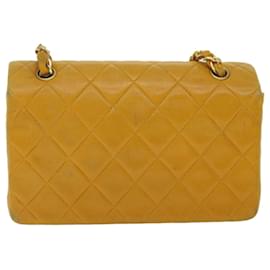 Chanel-CHANEL Matelasse Turn Lock Chain Shoulder Bag Lamb Skin Orange CC Auth 51273a-Orange