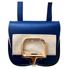 Hermès-Hermes Della Cavalleria en piel de becerro Tadelakt azul con GHW-Azul