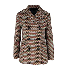 Prada Geometric Print Double Breasted Jacket Multiple colors