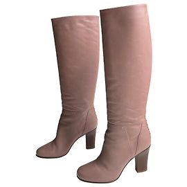 Valentino Rockstud Lederstiefel Beige Beige