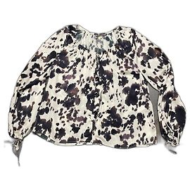 Camicetta Alexa Chung Marrone e Crema in Viscosa Marrone Crudo