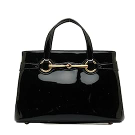 Gucci-Patent Leather Bright Brit Tote 371925-Black