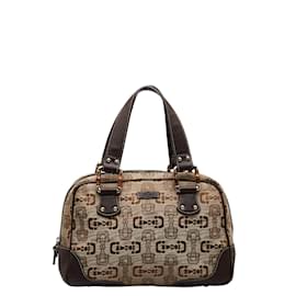 Gucci-Horsebit Canvas Handbag 248271-Brown