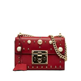 Gucci-Petit sac à bandoulière en cuir clouté avec cadenas 432182-Rouge