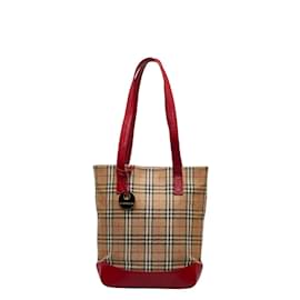 Burberry-Burberry Haymarket Check Canvas Bucket Tote Canvas Tote Bag in Good condition-Brown