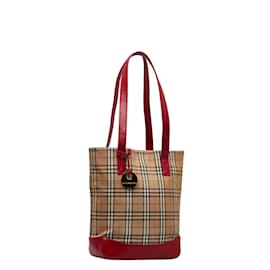 Burberry-Burberry Haymarket Check Canvas Bucket Tote Canvas Tote Bag in Good condition-Brown