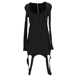 Autre Marque-Dion Lee Corset Mini Dress in Black Cotton-Black