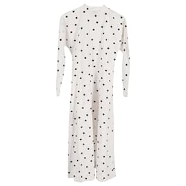 Ganni-Ganni Polka Dot-Print Poplin Midi Dress in White Cotton-White