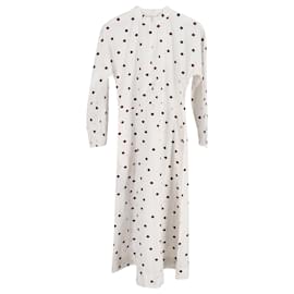 Ganni-Ganni Polka Dot-Print Poplin Midi Dress in White Cotton-White