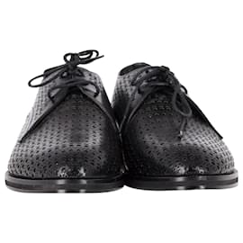 Alaïa-Alaia Perforated Lace-Up Shoes in Black Leather-Black