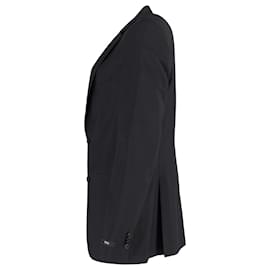 Hugo Boss-Hugo Boss Blazer à simple boutonnage en coton noir-Noir
