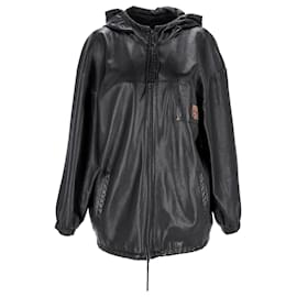 Prada-Prada Hooded Jacket in Black Leather-Black