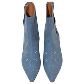 Maison Martin Margiela-Maison Margiela Botas de bico fino em jeans azul-Azul