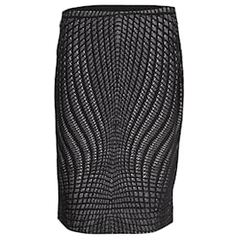 Diane Von Furstenberg-Diane Von Furstenberg Jacquard Pencil Skirt in Black Wool-Other