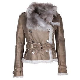 Burberry Shearing Jacket in Silver Leather Silvery Metallic